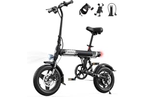 VARUN Electric Bike, 14" Folding Electric Bike 36V 280.8Wh Battery, 45KM Max Range, LCD Display, Rear Shock Absorber, Integrated Wheels, Commuter Ebike for Adults and Teens