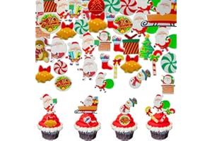 Morofme 300pcs Edible Christmas Cake Cupcake Decoration, Edible Christmas Cake Cupcake Toppers Christmas Wafer Paper, Edible Santa Clause Xmas Tree Snowman Holiday Cake Decor for Christmas Theme Party