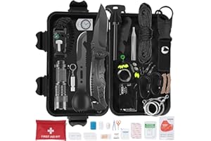 QLOUNI Kit de Supervivencia de Emergencia para Exteriores con Botiquín de Primeros Auxilios, Equipo de Supervivencia con Botiquín de Primeros Auxilios, Regalos para Y Hacen Senderismo Al Aire Libre