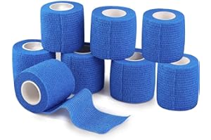 ANAMPION 8 Rolls Self-Adhesive Football Sock Tape 5cm x 4.5m Self Adherent Cohesive Bandages Wrap First Aid Athletic Sports Tape for Wrist Ankle Pet & Vet Wrap for Dogs, Horse (8, Blue, 5cm)