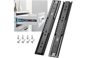 SHUHANG Glissiere pour Tiroir Avec Fermeture Amortie(softclose) Coulisse Tiroir 45kg Capacité de Charge Roulement à Billes 300 350 400 450 500 550 600 mm Extension Complète, montage latéral 1 paire
