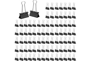 EASYKEENECOM Set de 115 Clips Plegables Negros de 15 mm – Pequeños, Metálicos y Multiusos – Carpeta Plegable Para Oficina, Escuela, Hogar, Papel y Notas, Binder Clips de Metal para Oficina