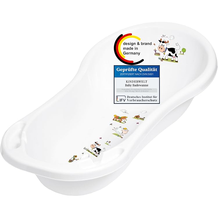 Baignoire Bébé Orthex 50 L - Sans BPA, Bouchon De Vidange, Dimensions 90x47x24 Cm - Garantie 10 Ans, Vert