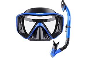 Malker Snorkel Mask Adult Dry Snorkel Set Anti-Fog Anti-Leak Diving Mask with Mesh Bag Swimmming Goggles Snorkeling Packages for Adult
