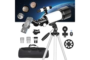 LALATOK Telescopio per Adulti, Telescopio Astronomico, 70mm Apertura 400mm Telescopio Rifrattore, con Treppiede Regolabile e Adattatore per Telefono, (16X-120X)