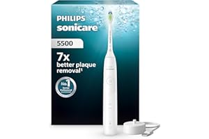 Philips Sonicare 5500, spazzolino elettrico sonico con 1 livello di intensità, avviso di pressione, EasyStart, Smartimer e BrushPacer, bianco, modello HX7110/01 [Nuova tecnologia]