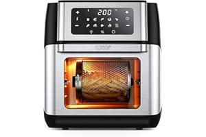 Innsky Friggitrice ad Aria 10 Litri, 10 in 1 Forno ad Aria Calda con LED Touch Screen, Friggitrice Senza Olio da 1500W, Friggere, Griglia, Forno, Arrostir, 6 Accessori e Ricettario - Acciaio Inox