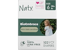 ‎NATY Naty BioEmbrace Pieluchy dla Dzieci Rozmiar 6 (16 kg+) | 100% Biobazowane na Skórze | Roślinna Miękkość, Testowane Dermatologicznie, Super Absorbujące | 102 Sztuk