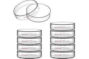 stonylab Petriskålar i Glas, 90 x 20 mm, Autoklaverbara Petriskålar av Borosilikatglas med Lock för Cellodling, Laboratorium