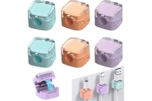 BAILTOUK 6 Pièces Clip Câble avec Auto-adhésifs, Organisateur de Câble Magnétique, Clips de Gestion de Câbles Magnétiques Réglable Clips Câble Organisateur pour Bureau, Table de Nuit (Couleurs Mélangées)