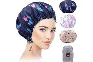 Eagool 3 Pack Cuffia Capelli Doccia Cuffia da Doccia Impermeabile Cuffia Doccia Riutilizzabile Cuffia Bagno Donna Elastico a Doppio Strato,per Donna Doccia Spa Salon
