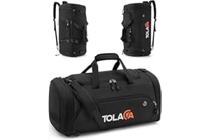 Tolaccea Sporttasche 56–70L für Herren & Damen– Erweiterbare Reisetasche mit Schuhfach & Nassfach, als Rucksack tragbar, für Fitness, Gym, Schwimmen, Fußball, Reisen (Schwarz)
