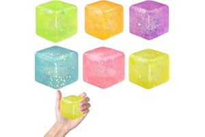 HCVGCM Needoh Nice Cube, 6 Stück Sensorische Stressbälle, Anti Stress Spielzeug für Kinder und Erwachsene, Handgelenk- und Fingerübungen, 3.2 cm Nice Cube für Reisen und Konzentration