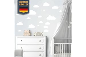 ELES VIDA Set da 20 pezzi di adesivi murali nuvole camera da letto - adesivi murali truciolo, colori pastello, adesivi carta da parati per bambini su cui attaccare - pellicola da parete, bambini (bianco)