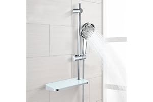 YUANNY Set barre de douche avec Douchette, Ensembles de douche pommeau de douche 3 modalités, 1,5 m flexible douche, système douche avec Support, en acier inoxydable, chrome