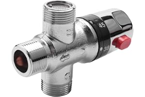 Jevina Válvula mezcladora termostática de cobre macizo de 3/4 vías, calentador de agua caliente solar de 3/4, válvula de regla de temperatura reguladora