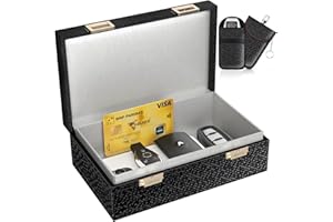 Samfolk Faraday Box for Car Keys with Faraday Pouch 2 Pack, RFID Signal Blocking for Keyless Entry Car Security, Car Key Fob Safe Anti Theft Protector -L