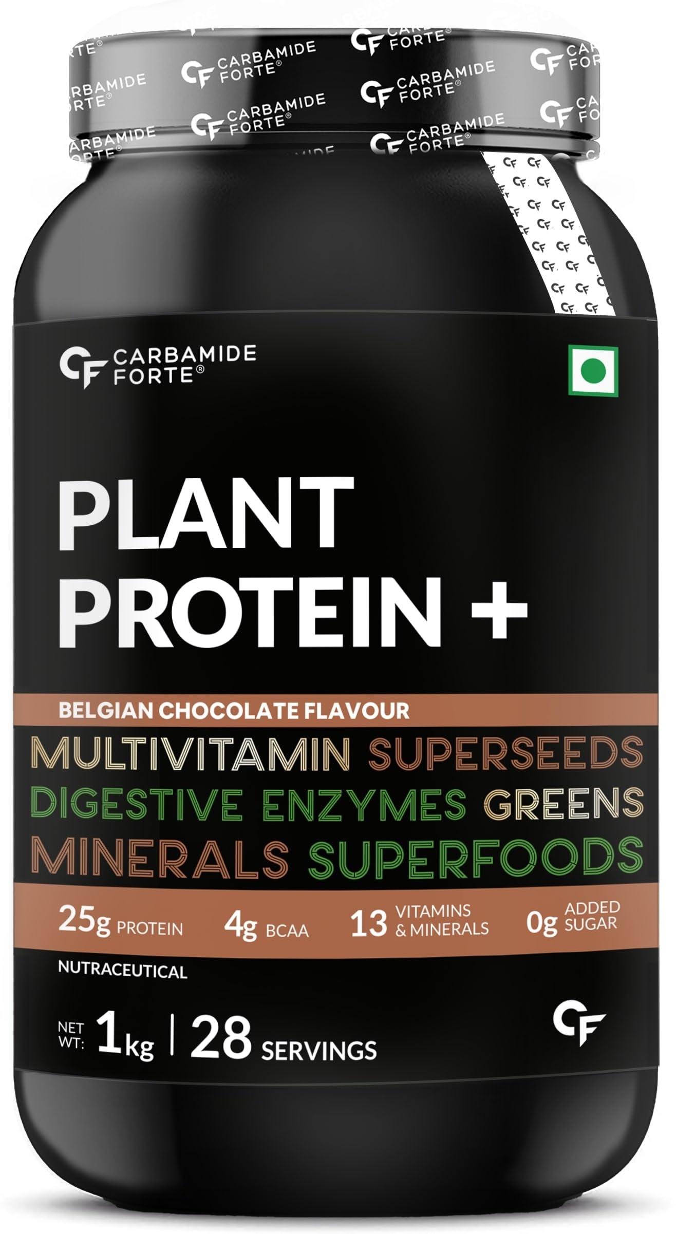 Carbamide Forte Plant Protein Powder - Plant Based Protein Powder with Multivitamin, Minerals, Superfoods, Pea Protein, Diges