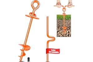 ACIELANNA Piquet Ancrage pour Chien à 360°, 12mm Ancrage au Sol pour Chien pouvant Supporter jusqu'à 220lbs pour Petit, Moyen ou Grand Chien, Piquet pour Chien pour Le Patio, Camping, Plage(Orange)