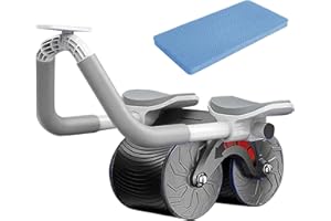 MENAYODA Rullo per addominali, addominali AB Wheel Roller, Automatic Rebound Aabdominal Wheel, doppia ruota addominale con tappetino imbottito per esercizi addominali Core Training