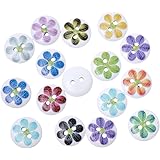 The Bead and Button Box10 wooden Assorted Flower Design buttons, 15mm. Ideal for babies clothes, sewing, knitting, card making, scrapbook and lots of other craft projects