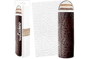 ScrapCooking - Tapis Bûche Silicone « Ondine » - Moule Bûche de Noël 3D en Relief - 28,3 x 18 cm - Qualité Professionnelle - Pâtisserie, Dessert, Gâteau Original - Avec Recette - Blanc - 2975