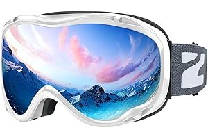 ZIONOR Maschera Sci Occhiali da Sci Snowboard a Specchio con Protezione UV OTG Occhiali da Neve Anti-Nebbia Doppia Lente per Uomo Donna Giovani