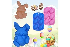 EMHTHME 3Pcs Moldes de Silicona de Pascua, Molde de Conejito de Huevo de Pascua, Pastel de Silicona Molde, Moldes de Silicona para Chocolates, para Hornear para Hacer Chocolate, Pastel, Dulces, Jabón Casero