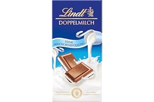 ‎LINDT Lindt Schokolade | Doppelmilch Tafel | 100g | zartschmelzender Vollmilch-Schokolade mit cremiger Doppelmilch-Füllung | Schokoladen-Tafel