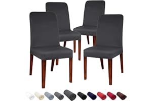 JARITTO Coprisedie con Schienale Sala da Pranzo Elasticizzato Fodere Sedie Moderno Copertura Protettiva della Sedia Lavabile Rimovibile per Hotel Ristorante Festa di Nozze 4 Pezzi (Grigio Scuro)