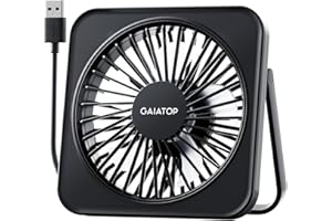 Gaiatop - Ventilatore per computer USB, ventilatore personale da 5 pollici, piccolo ventilatore portatile con inclinazione a 180° e 3 velocità, ventola di raffreddamento personale ultra silenziosa