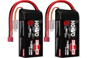 2S Lipo Akku 2200mAh 7,4V 50C SoftCase Kurzpack Lipo Battery mit Dean-Style T Stecker RC Batterie HOOVO für 1:16 RC Auto LKW Heli Flugzeug Rock Crawler Airplane Helicopter (2 Stück)