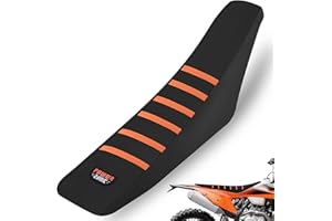 MCHMFG Motorcycle Universal Seat Cover Non-Slip Rubber Striped Gripper Soft Sewing for CRF WR WRF RMZ YZF SXF EXC EXC XC SX CR KLX Dirt Pit Bike Motocross Off Road Motorbike (Orange)
