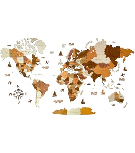 Carte Du Monde En Métal 2D - Décoration Murale Dorée, Dimensions 23,6 X 47 Pouces (environ 60 X 119 Cm)