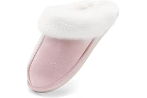 Schuvox Chaussons Femme Homme Pantoufles Hiver Automne Chaud Fourré Peluche Mousse Mémoire Forme Antidérapant Intérieur Extérieur Maison Doux Confortable Duveteux Laine