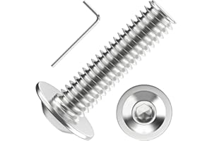Valorada M5 Bolts, M5 x 20mm Flanged Button Head Socket Cap Screw Bolts, Allen Socket Drive, Stainless Steel 304, Full Thread, with Hex Spanner, Pack of 20