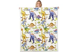 HOMEWISH Kinder Dinosaurier Überwurfdecke Jurassic Tier Plüsch Bettdecke für Jungen Mädchen Teenager kawaii Tier Dinosaurier Fleecedecke alte Dino Sherpa Decke für Schlafzimmer Wohnzimmer Couch 150 x 200 cm