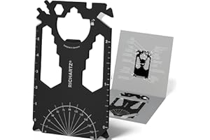 RICHARTZ POCKET CARD black 28+| Multitool Schlüsselanhänger | 28 praktische Funktionen | Hochwertiger, matt gestrahlter Edelstahl | Schlüsselanhänger Werkzeug inkl. Verpackung & Funktionsbeschreibung