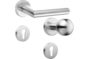 ck-tuerbeschlaege Beschlag NEW ORLEANS Kugelknauf V2A Edelstahl Edelstahl matt für Haustüren mit 72er Teilung