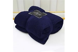 VELVETIO Luxury Waffle Fleece Popcorn Throw, Extra Large Thermal Warm Honeycomb Blanket, Soft & Cosy 100% Polyester Snuggle Sofa Bed Throws, 200 x 240cm, Navy