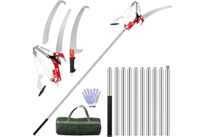 Teodute Sega ad Asta Manuale, 0.8m-4.26m Seghetto per Potatura Svettatoio Telescopico per Potare Palme e Arbusti (10 Aste Giunzione+3 Lame)