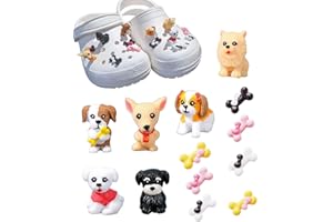 tikono Hunde-Schuh-Charm-Dekoration, Hund für Clogs, 3D-lustiges Tier für Mädchen, Jungen, Erwachsene, Kunststoff