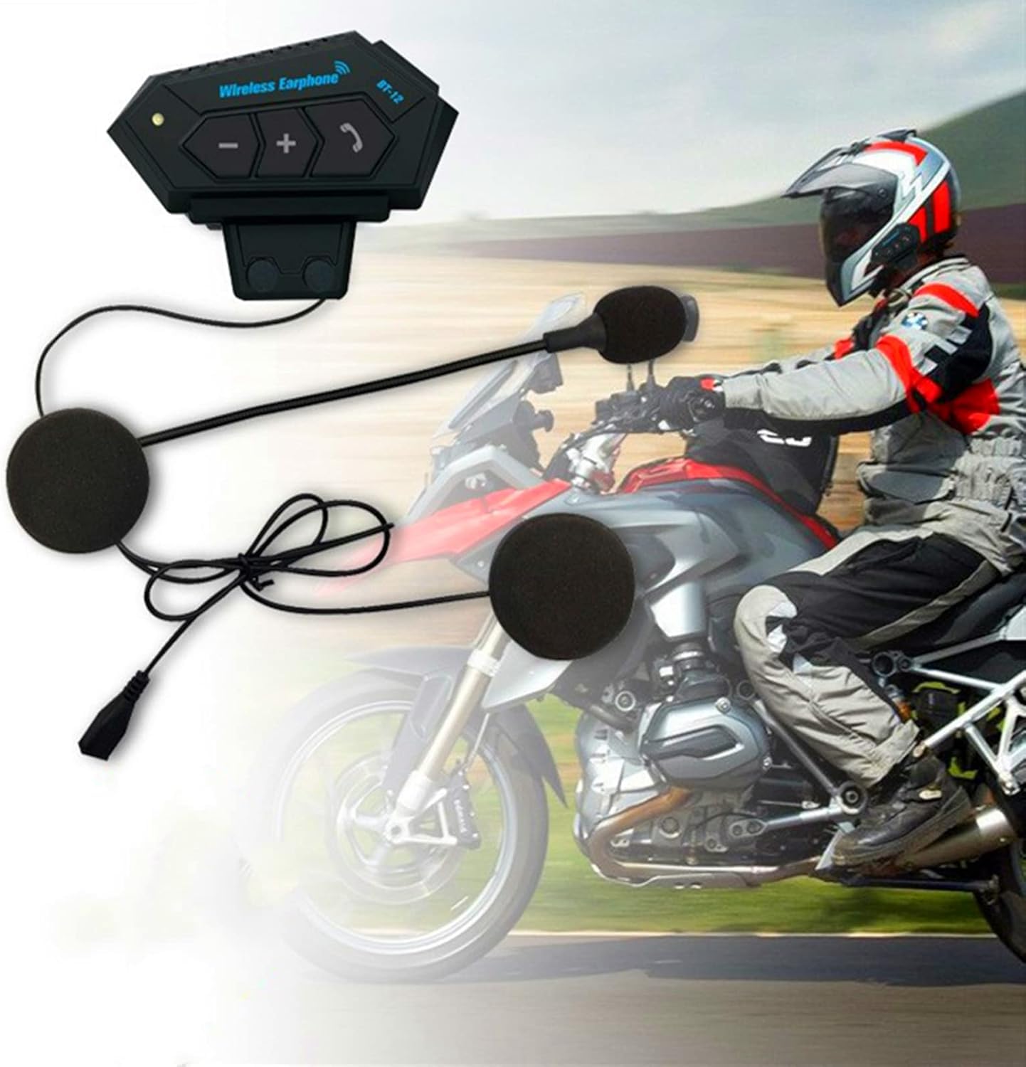 0TO6 OMNS03 Motorcycle Helmet Bluetooth Headset, Dustproof and Sun Protection Wireless Motorcycle Helmet Earphones with Long Battery Life, Noise Reduction Function, and Hands-Free Communication System
