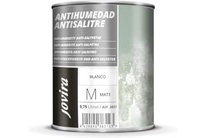 JOVIRA PINTURAS Antihumedad Antisalitre. Pintura Blanco Mate. Impermeabiliza, protege y aísla fachadas, muros, paredes. (750 Mililitros, Antisalitre) K-28A