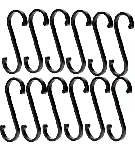 20 Stück S-Haken Metall, Haken Schwarz, Schwermetall-S-Haken, Geeignet