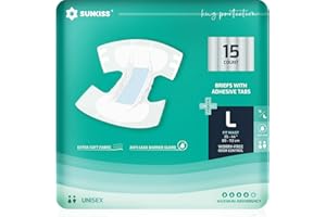 SUNKISS TrustPlus Pañales Incontinencia para Adultos, Bragas Absorbentes con Ddhesivos para Ancianos, Hombres y Mujeres, Unisex, Máxima absorción, Protección Contra Fugas, Talla L, 15 Unidades