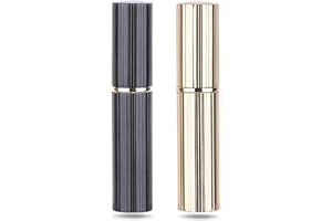AsaNana Perfume Atomiser, Refillable & Travel Size Perfume Bottle, Leaking Proof,Bottom Pump without Funnel, Luxurious Small women and men, 5 ml (Pro-2P-Black&Gold)