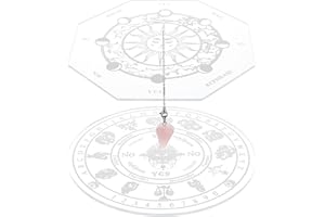 AHANDMAKER Ensemble de Planches à Pendule en Acrylique, Planchette Octogonale Ronde et Plate de Style 2 avec Chaîne de Câble en Acier Inoxydable et Pendentif en Pierre de Quartz Rose Naturel Outils