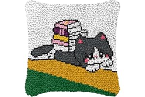 FANKXIUXI Kissen-Sets,Cartoon-Wurfkissen DIY Knüpfhaken Kissenbezug Sticksets für Anfänger Erwachsene Kinder, Knüpfhaken Kissenbezug Handarbeit Handwerk für Heimdekoration,43 x 43 cm