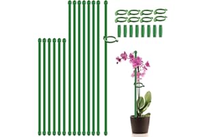 SUZMEI Accessories 50 pieces - Plant Stakes 17inch &11inch, Adjustable Length Plant Support Stake Orchid Stick with Clips for Indoor Outdoor,Garden Pole for Potted Tomato Rose Amaryllis Vegetables